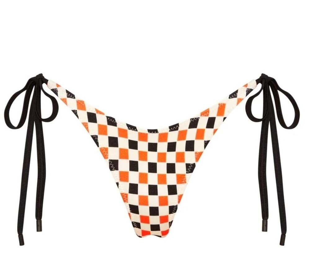 Triangl Lou-Checo Checkered Tie-Side Bikini Bottoms Small